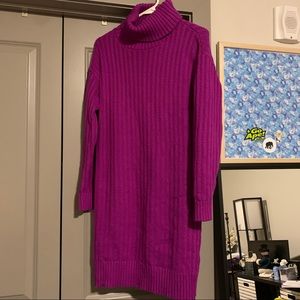 Chunky Knit Turtleneck Sweater Dress